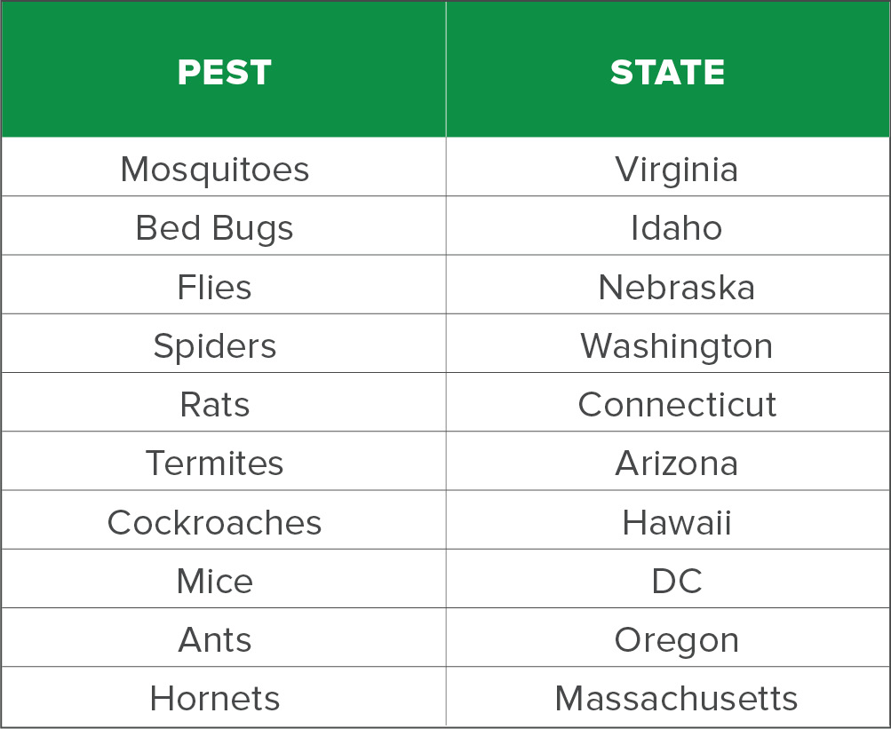 top pests by state